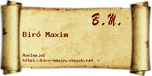 Biró Maxim névjegykártya